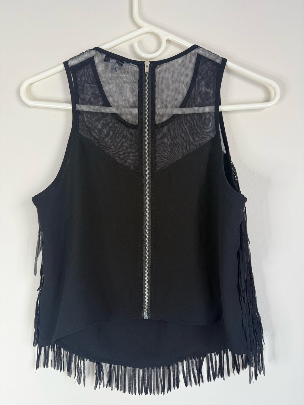 Black Fringe Mesh Tank - Picture 3 of 3